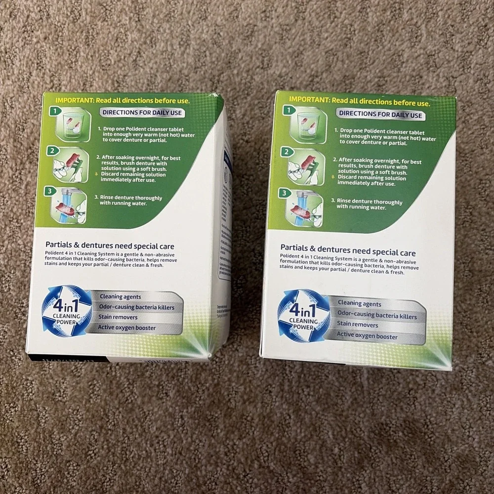 2 X POLIDENT 3 Minute Denture‎ Cleanser Tablets - 120 Count/each EXP 7/2027